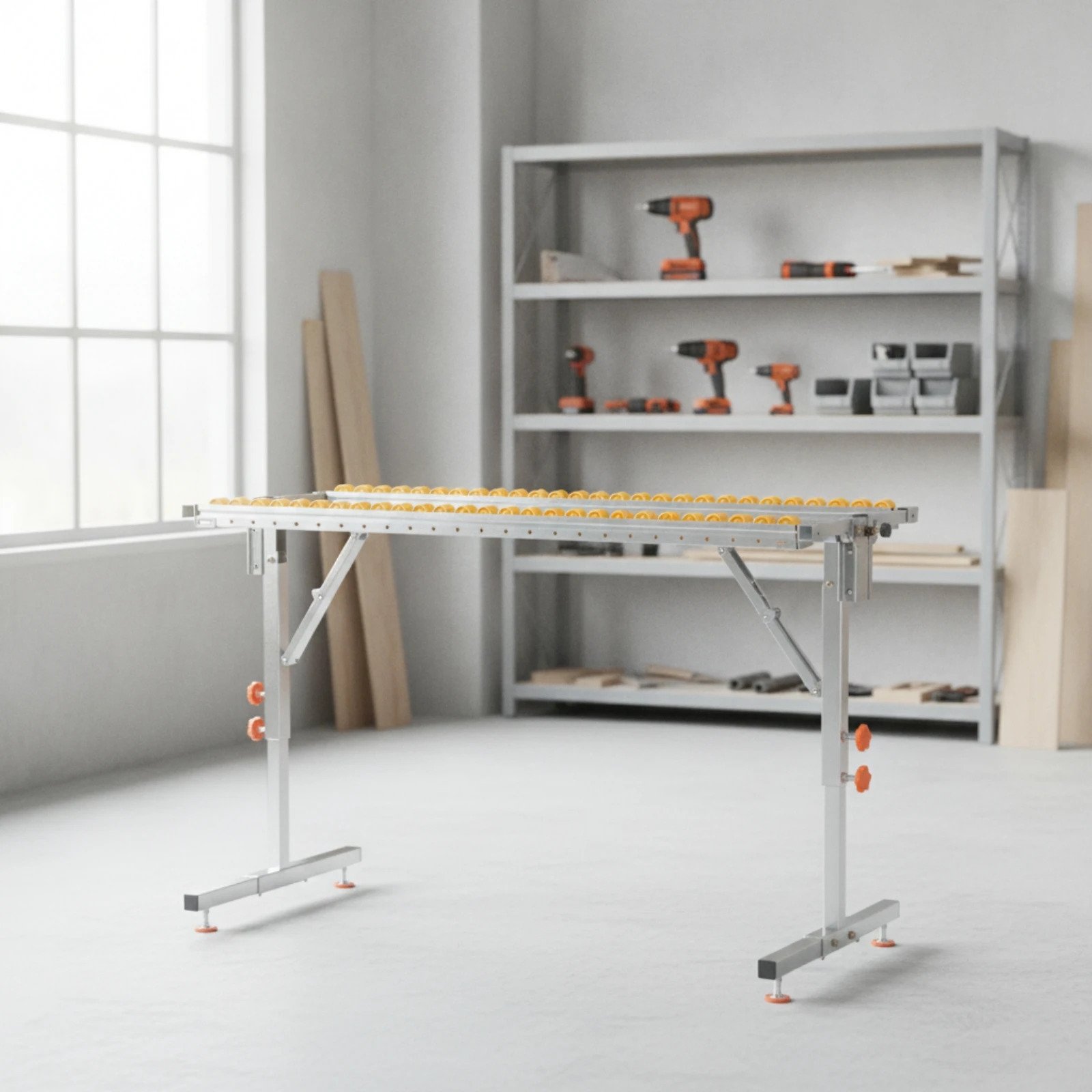 Détail de la table de travail pour panneaux à bois